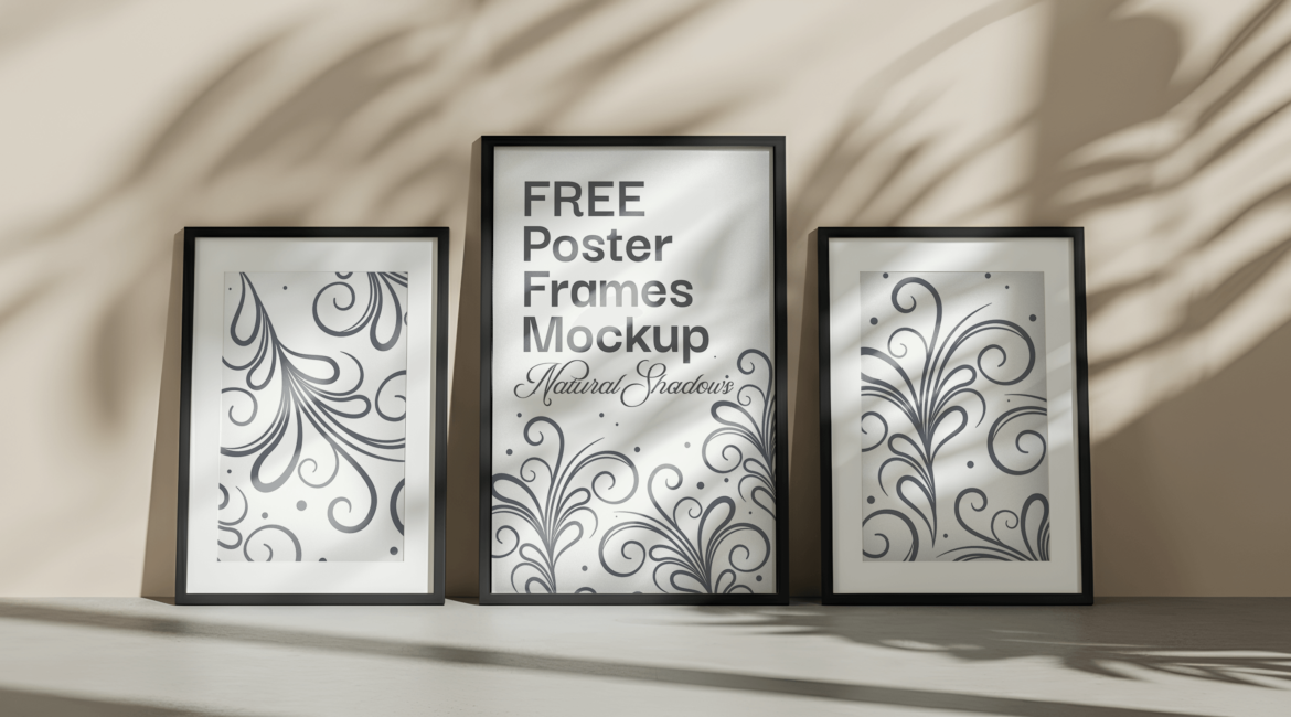 FREE Poster Frames Mockup - Natural Shadows