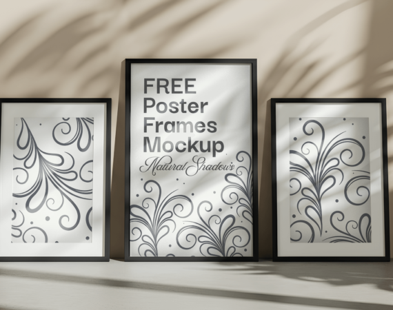 FREE Poster Frames Mockup - Natural Shadows