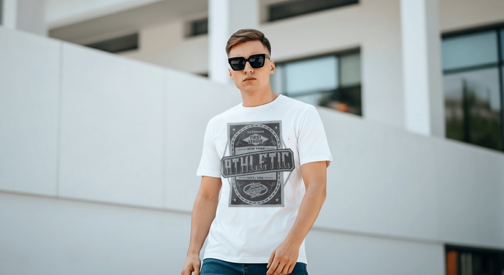 FREE Mockup of Man in White T-Shirt