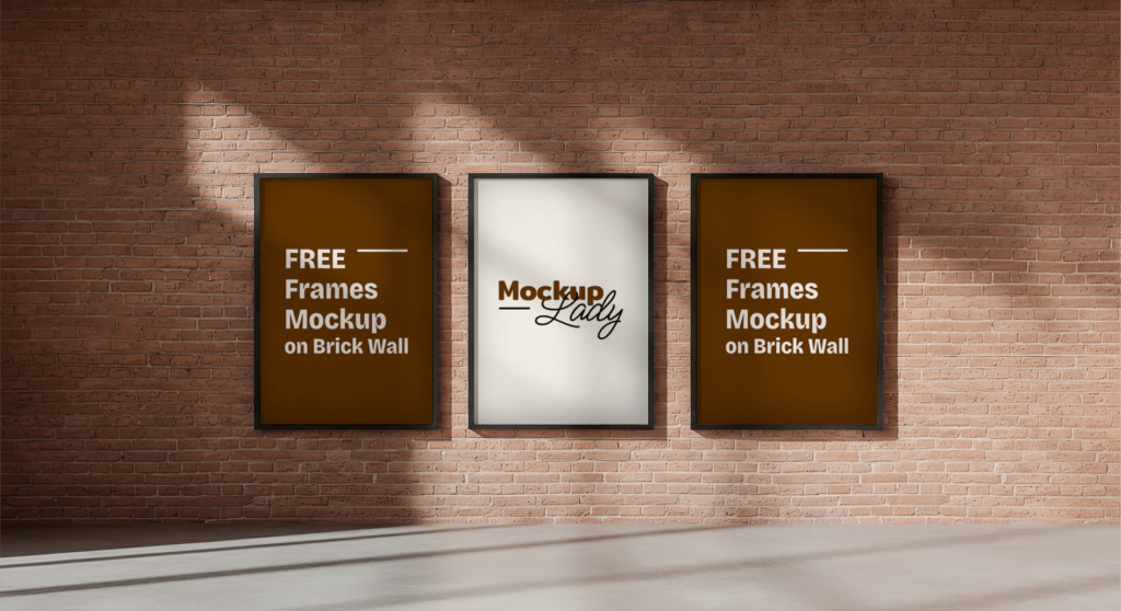 FREE Frames Mockup on Brick Wall