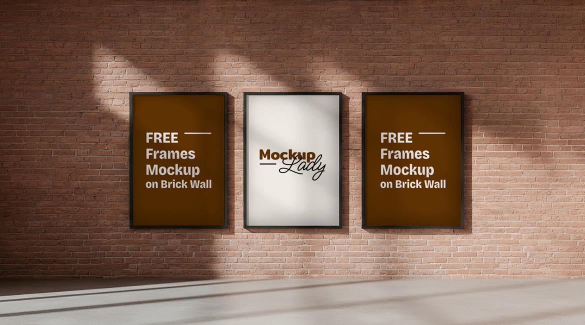 FREE Frames Mockup on Brick Wall