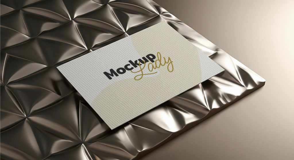FREE Business Card Mockup with Metallic Background