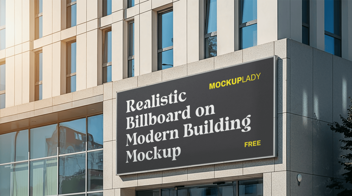 FREE Realistic Billboard on Modern Building Mockup