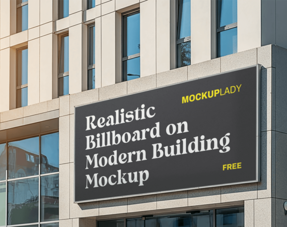 FREE Realistic Billboard on Modern Building Mockup