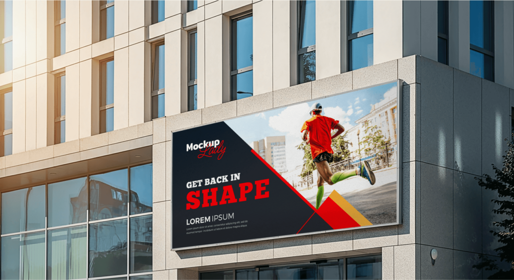 FREE Realistic Billboard on Modern Building Mockup 
