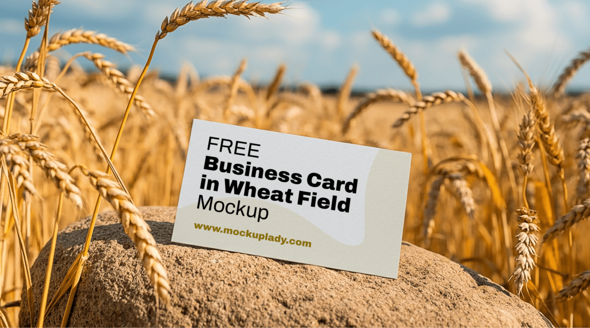 FREE Business Card in Wheat Field Mockup