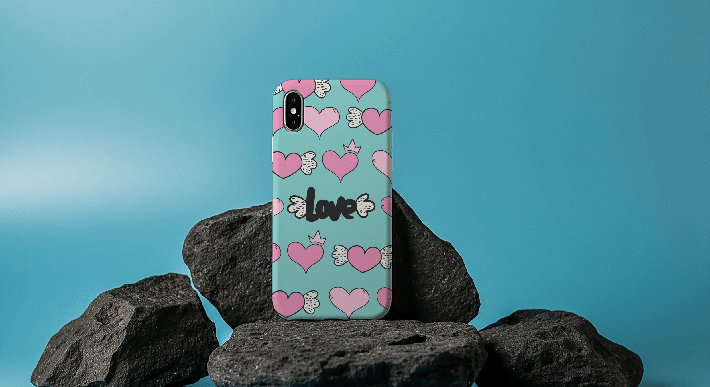 FREE Phone Case on Rocks Mockup