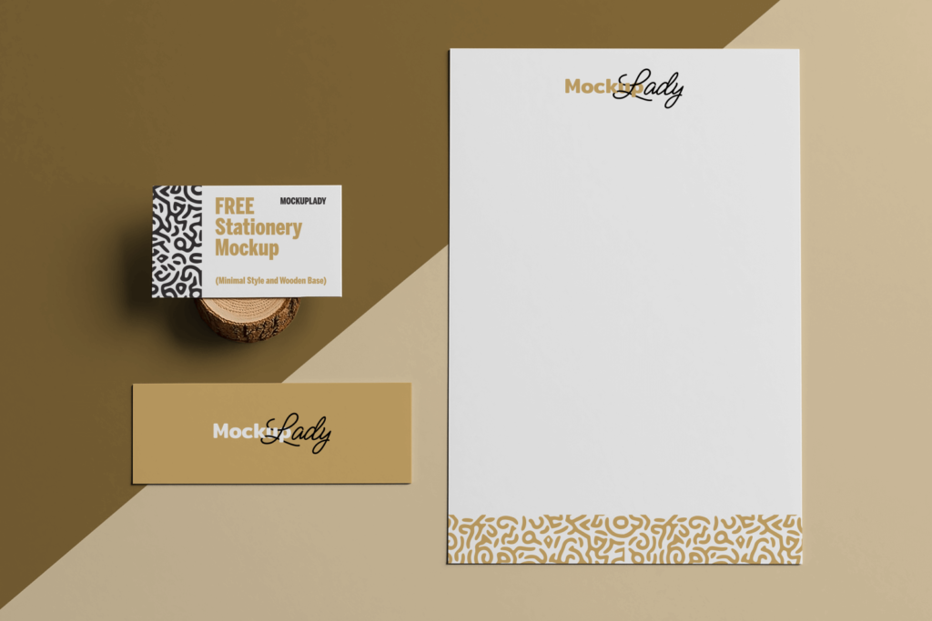 FREE Stationery Mockup (Minimal Style and Wooden Base)