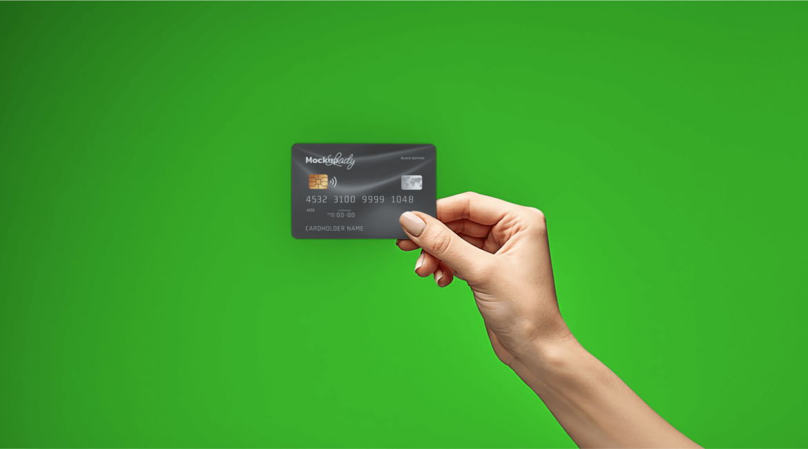 FREE Hand Holding Credit Card Mockup