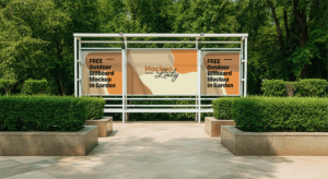 FREE Outdoor Billboard Mockup in Garden