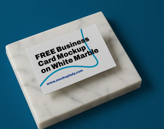 FREE Business Card Mockup on White Marble