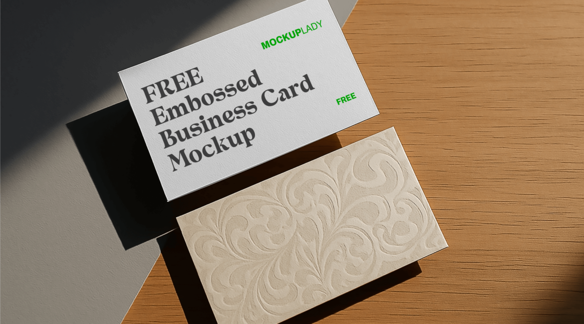 FREE Embossed Business Card Mockup