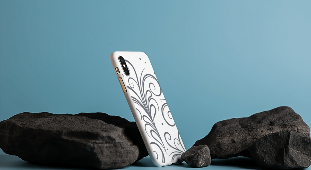 FREE Phone Case Mockup with Volcanic Rocks