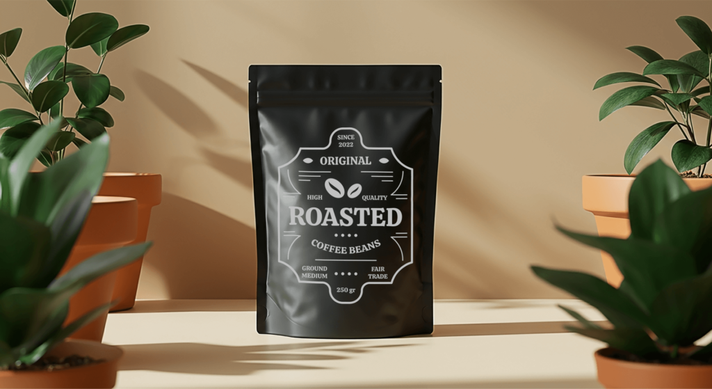 FREE Matte Black Stand-Up Pouch Mockup