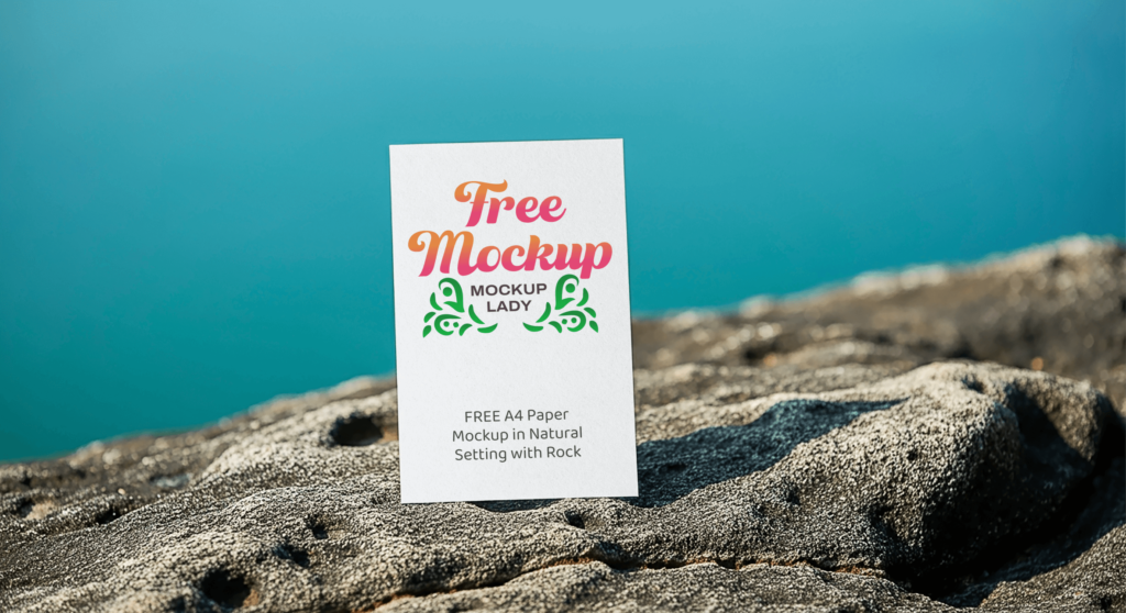 FREE A4 Paper Mockup in Natural Setting with Rock