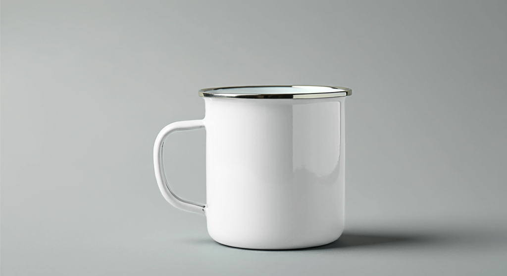 FREE Enamel Mug Mockup on Neutral Background