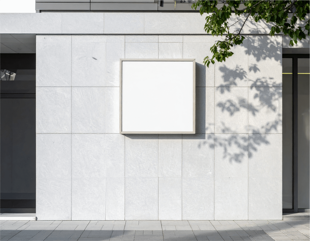 FREE Facade Mockup with Square Sign