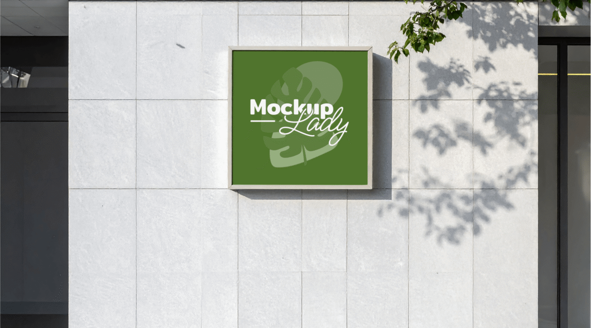 FREE Facade Mockup with Square Sign