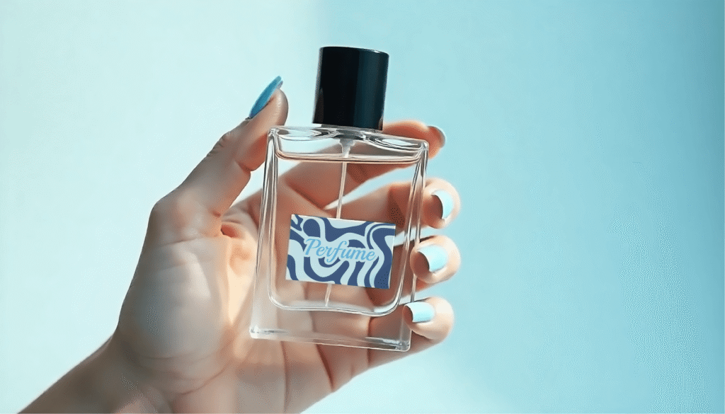 FREE Perfume Bottle in Hand Mockup