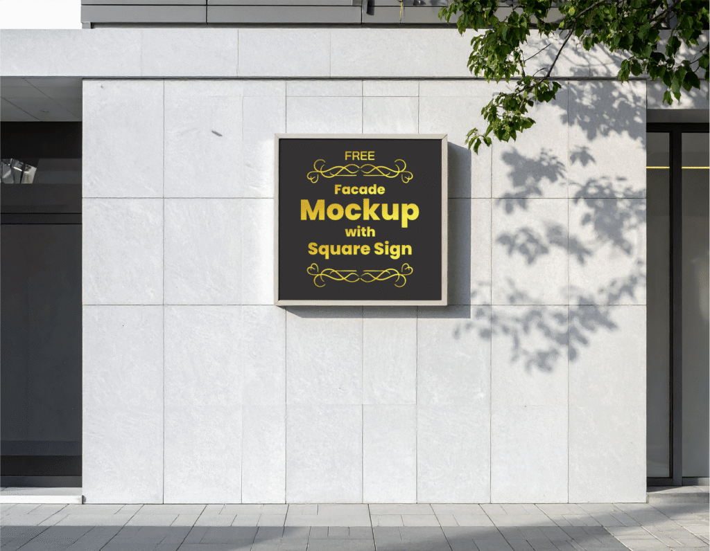FREE Facade Mockup with Square Sign