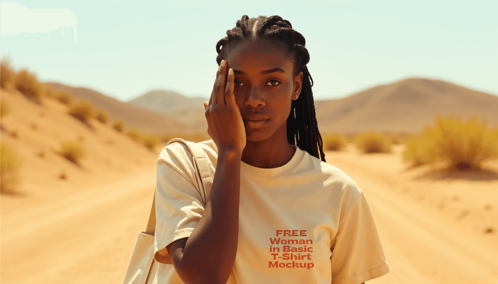 FREE Woman in Basic T-Shirt Mockup
