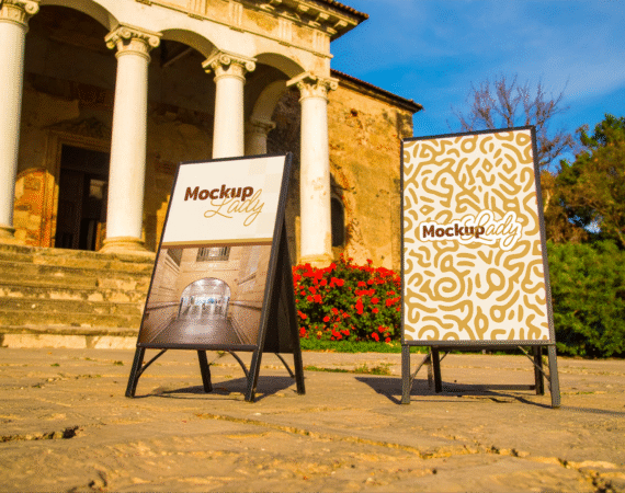 FREE Outdoor Sign Mockup in Urban Historical Setting