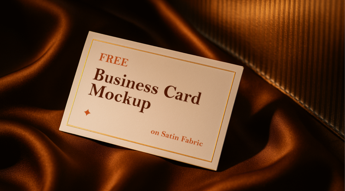 FREE Business Card Mockup on Satin Fabric