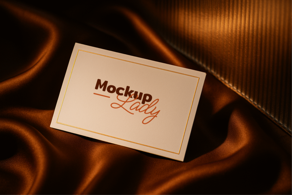 FREE Business Card Mockup on Satin Fabric