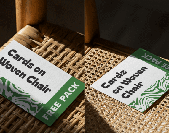 FREE PACK Cards on Woven Chair Mockup