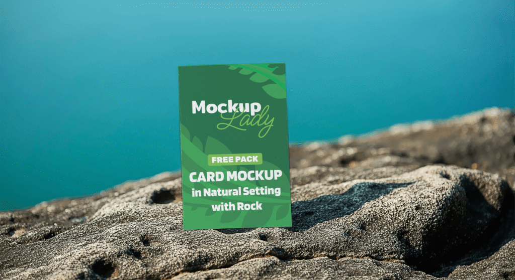 FREE PACK Card Mockup in Natural Setting with Rock