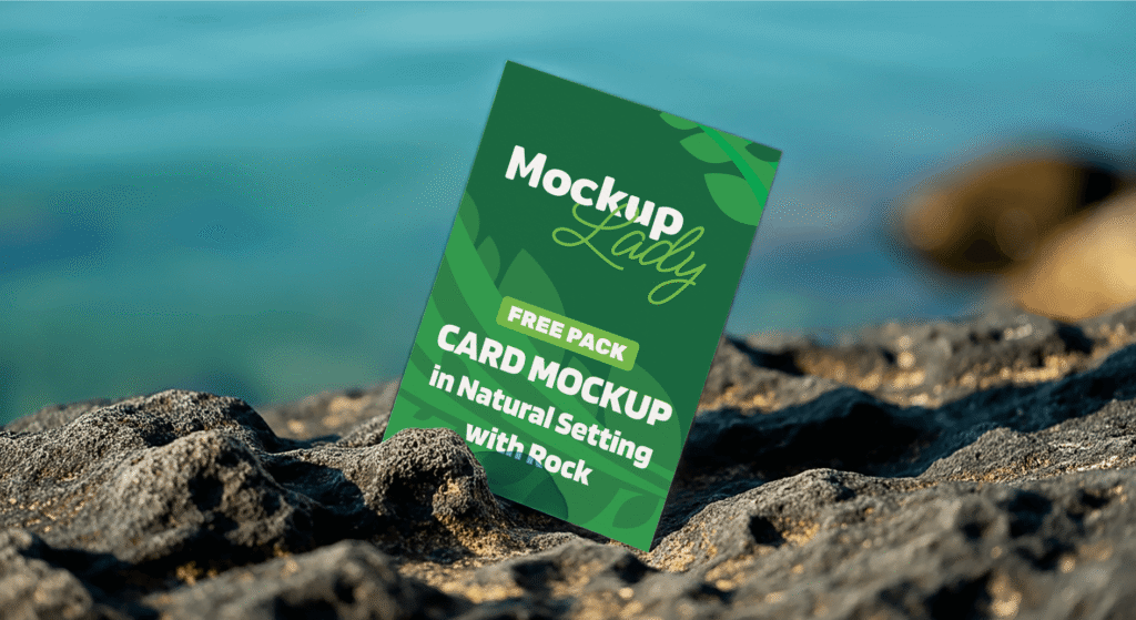 FREE PACK Card Mockup in Natural Setting with Rock