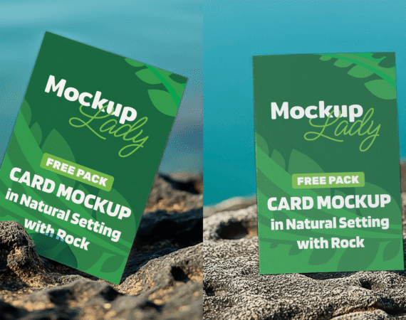 FREE PACK Card Mockup in Natural Setting with Rock