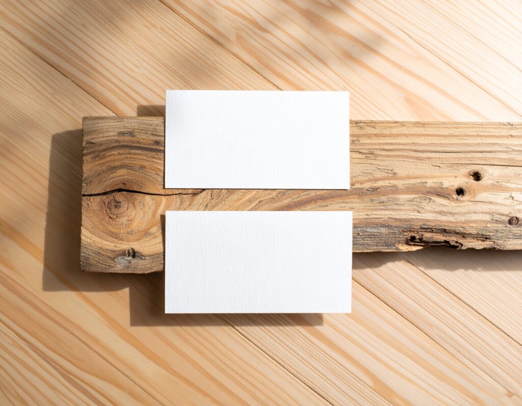 FREE Business Card Mockup on Rustic Wood