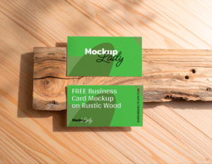 FREE Business Card Mockup on Rustic Wood