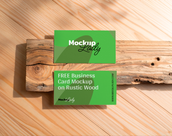 FREE Business Card Mockup on Rustic Wood