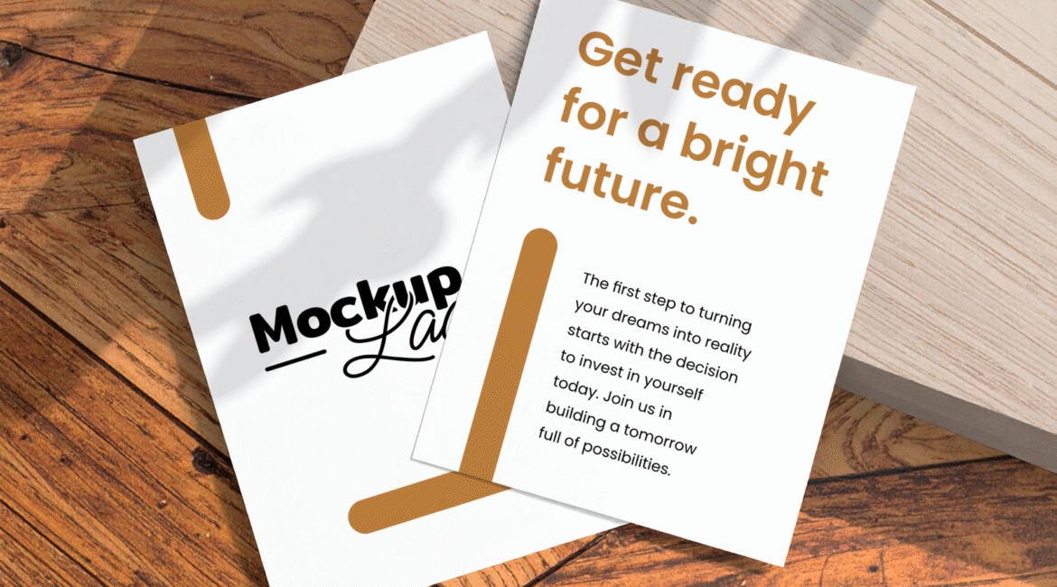 FREE Two A4 Paper Mockup on Wooden Floor