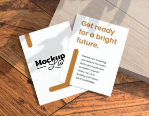 FREE Two A4 Paper Mockup on Wooden Floor