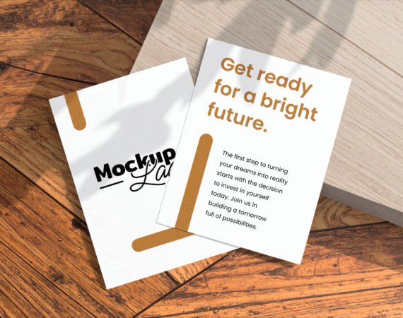 FREE Two A4 Paper Mockup on Wooden Floor