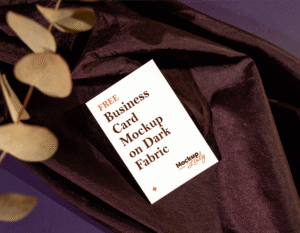 FREE Business Card Mockup on Dark Fabric