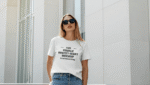 FREE Female White T-Shirt Mockup in Urban Setting