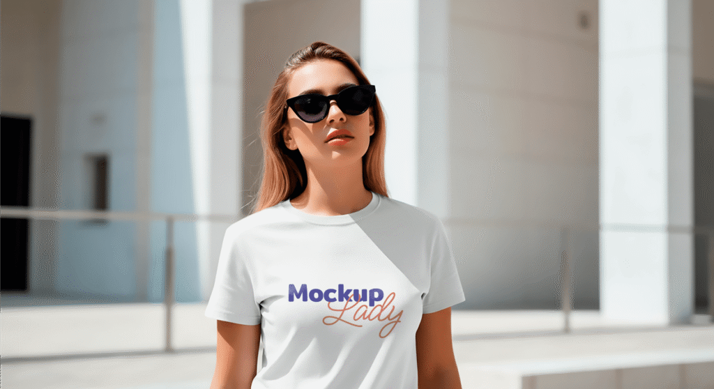 FREE Female White T-Shirt Mockup
