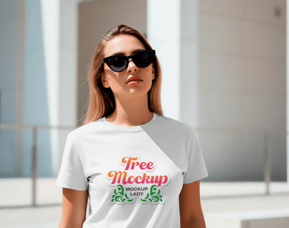 FREE Female White T-Shirt Mockup