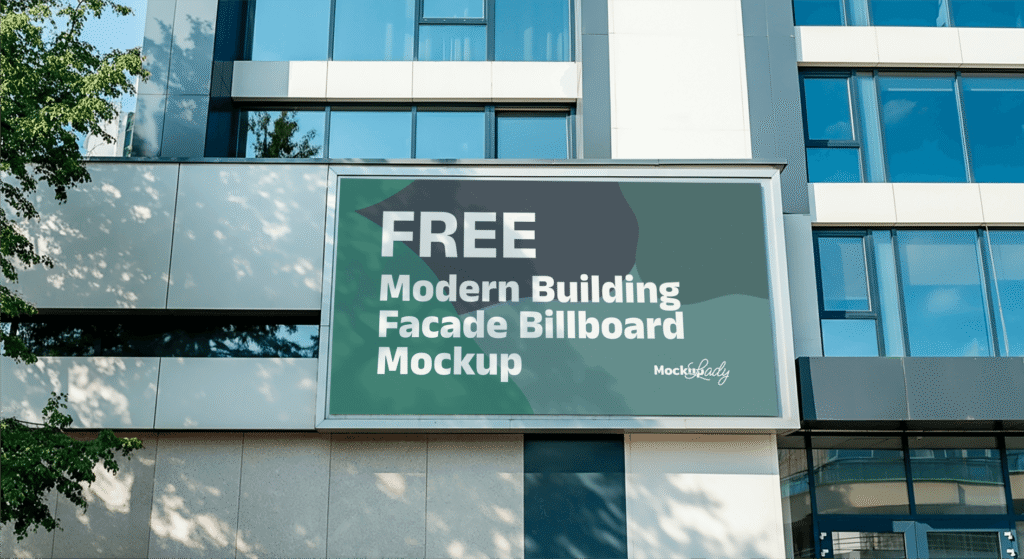 FREE Modern Building Facade Billboard Mockup