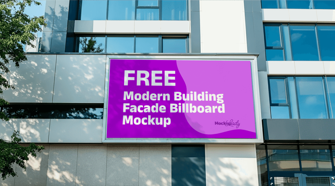 FREE Modern Building Facade Billboard Mockup