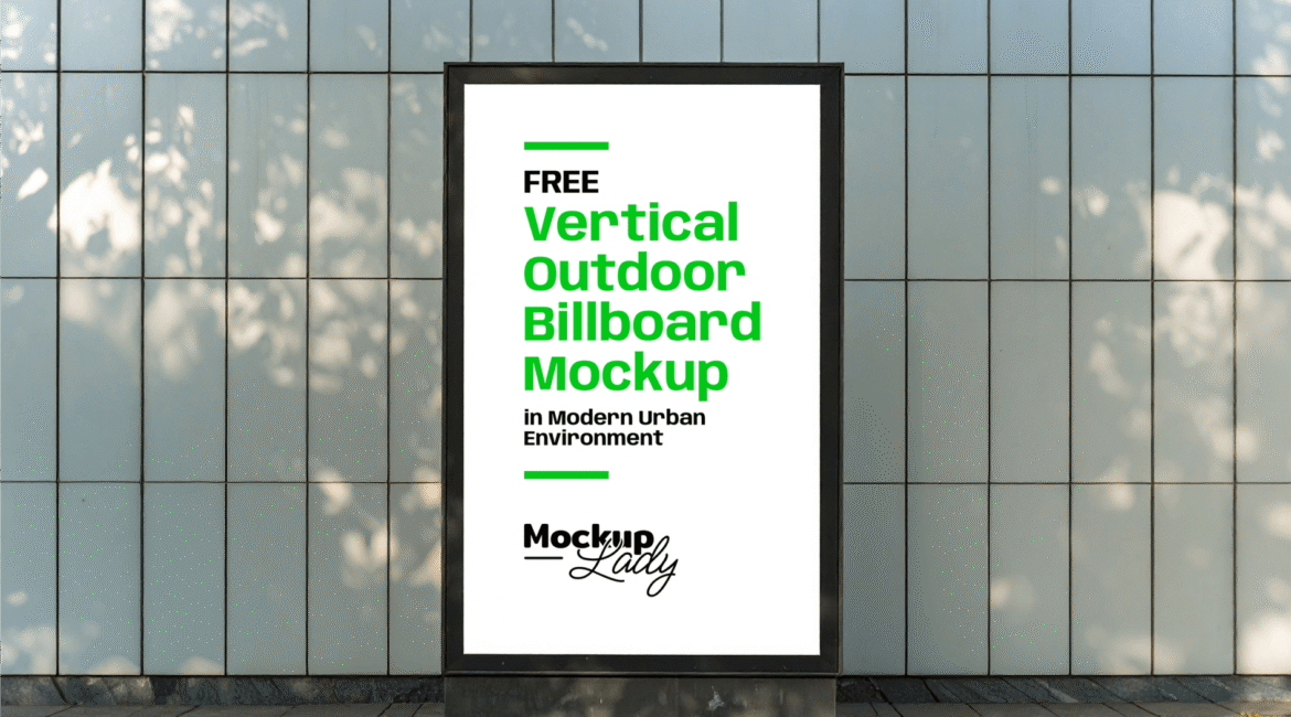 FREE Vertical Outdoor Billboard Mockup in Modern Urban Environment