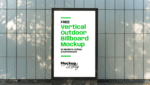 FREE Vertical Outdoor Billboard Mockup in Modern Urban Environment