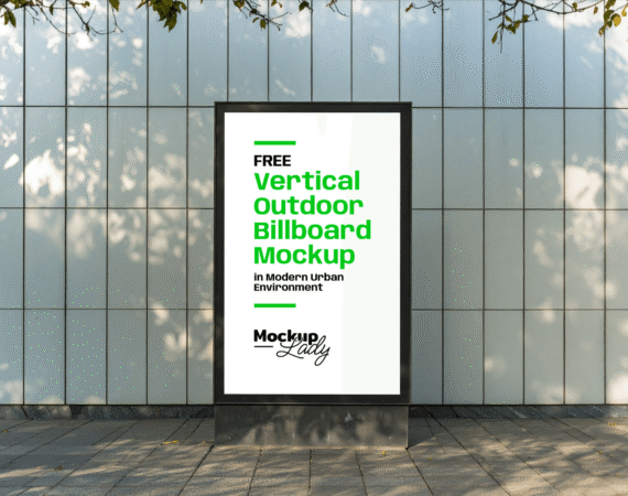 FREE Vertical Outdoor Billboard Mockup in Modern Urban Environment